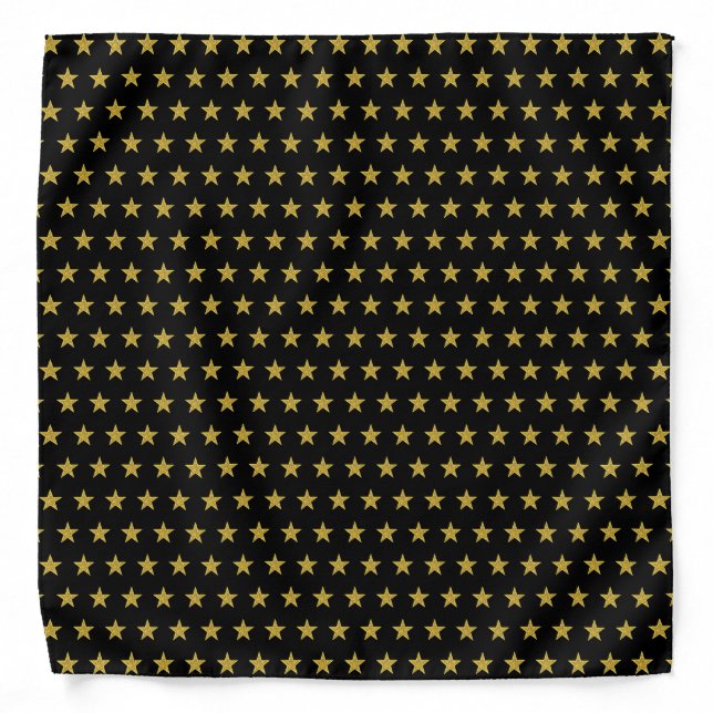 Elegant Golden Star Pattern on Black Bandana (Front)