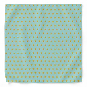 Elegant Golden Star Pattern on Light Teal Bandana