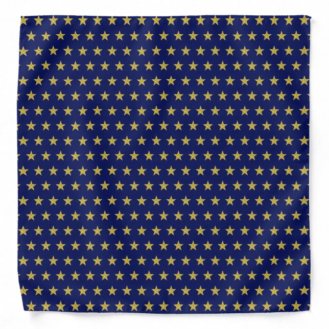 Elegant Golden Star Pattern on Navy Blue Bandana (Front)