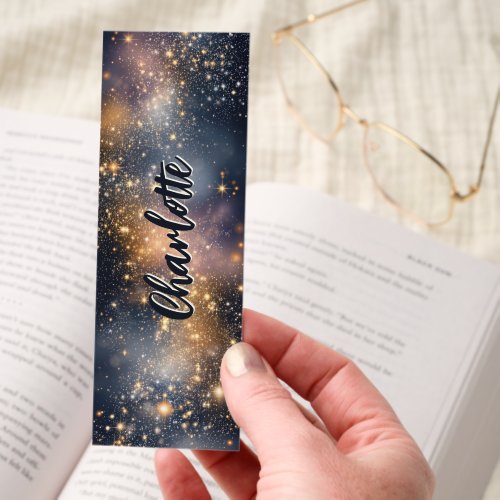 Pretty Bookmarks 13 Elegant Golden Stardust Night Personalized Bookmarks