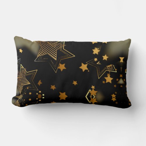 Elegant Golden Stars Merry Christmas Lumbar Pillow