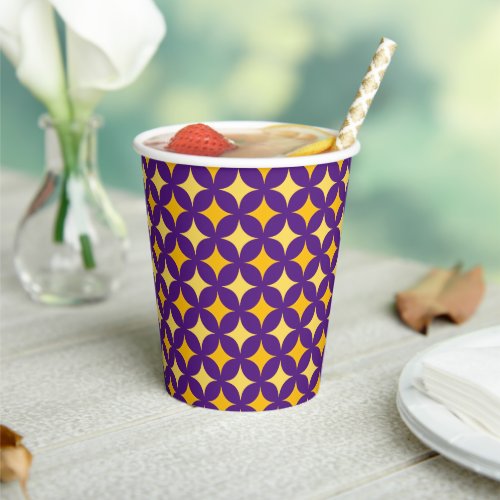 Elegant Golden Stars on Royal Purple Paper Cups