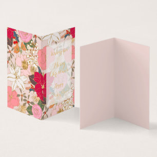 Elegant Golden Strokes Colorful Winter Floral