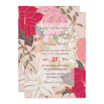 Elegant Golden Strokes Colorful Winter Floral Invitation
