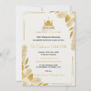Elegant Golden Sukhmani Sahib Path Invitation
