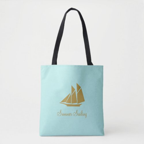 Elegant Golden Summer Sailing Yacht Tote Bag