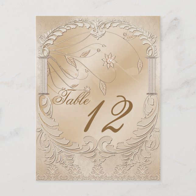 Elegant Golden Swans Formal  Table Number (Front)