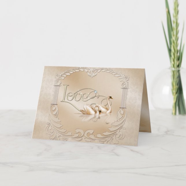 Elegant Golden Swans  Thank You Card (Front)