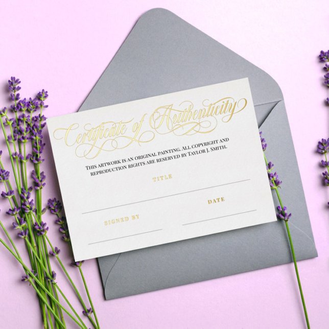 Elegant Golden Swirls Certificate of Authenticity Foil Invitation (Creator Uploaded)