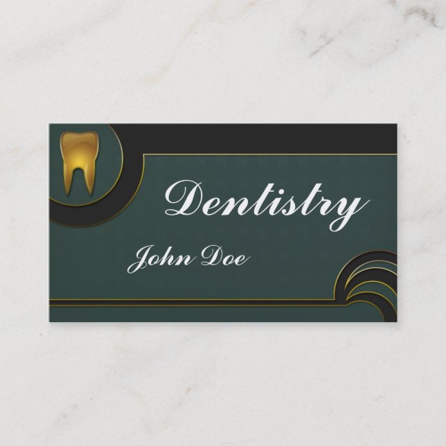 Elegant golden teeth dentist dental business card (Front)