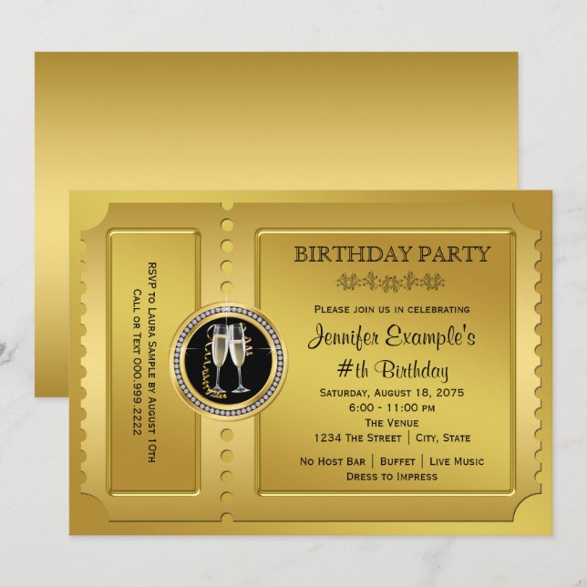 Elegant Golden Ticket Birthday Party Invitation | Zazzle Elegant Golden Ticket Birthday Party Invitation | Zazzle