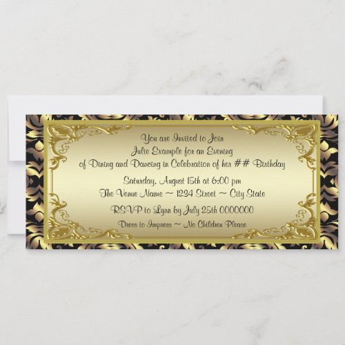 Elegant Golden Ticket Birthday Party Invitation