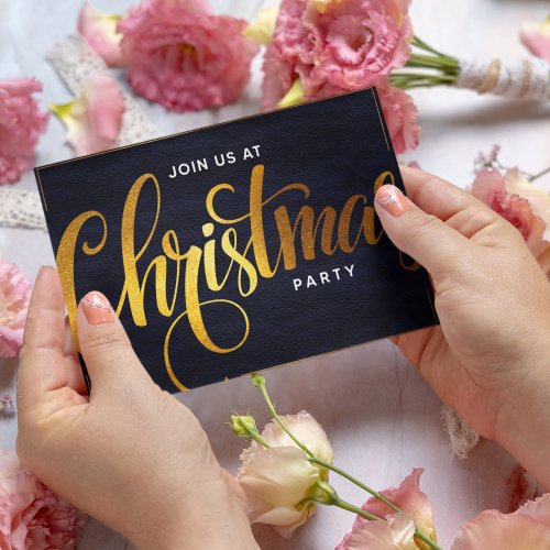 Elegant Golden Trendy Script Holiday Party Invitation