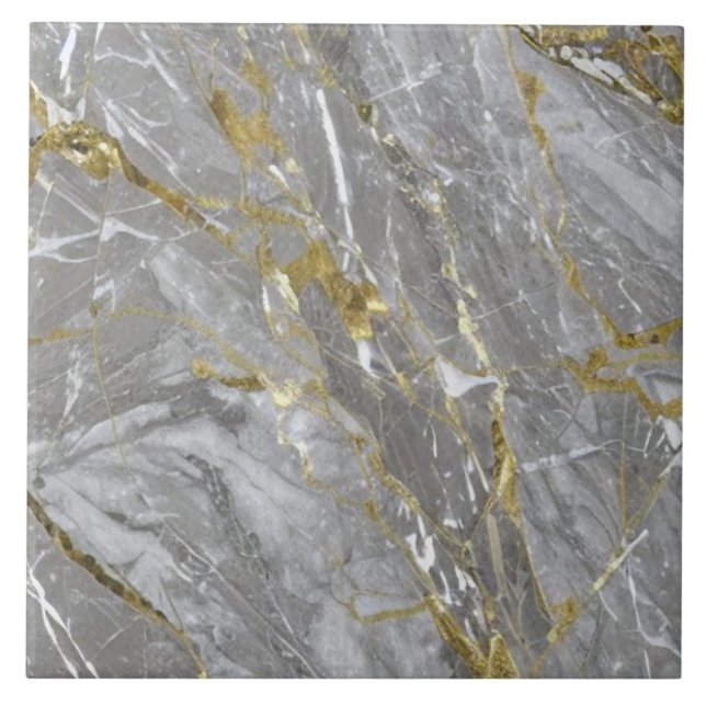 Elegant Golden Veins Marble Ceramic Tile (Front)