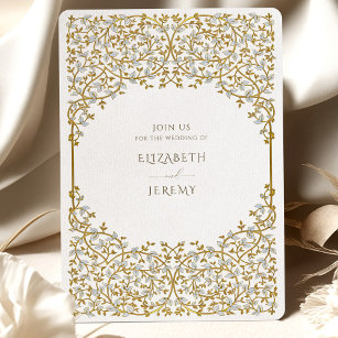 Elegant Golden Vine Wedding Invitation Suite