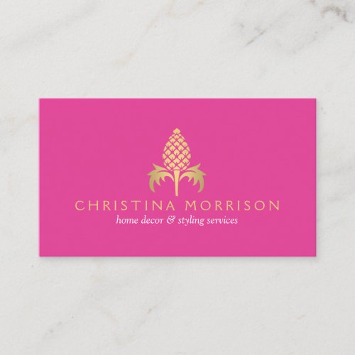 Elegant Golden Vintage Pineapple III Business Card