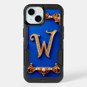 Elegant Golden W Monogram Decorated With Pearls  iPhone 15 Case