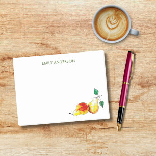 Elegant Golden Watercolor Pears Hand-Illustrated Post-it Notes