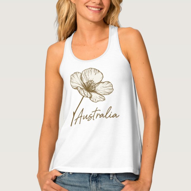 Elegant Golden Wattle Floral Australia Day 2026 Tank Top (Front)