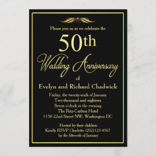Elegant Golden Wedding Anniversary Invitation