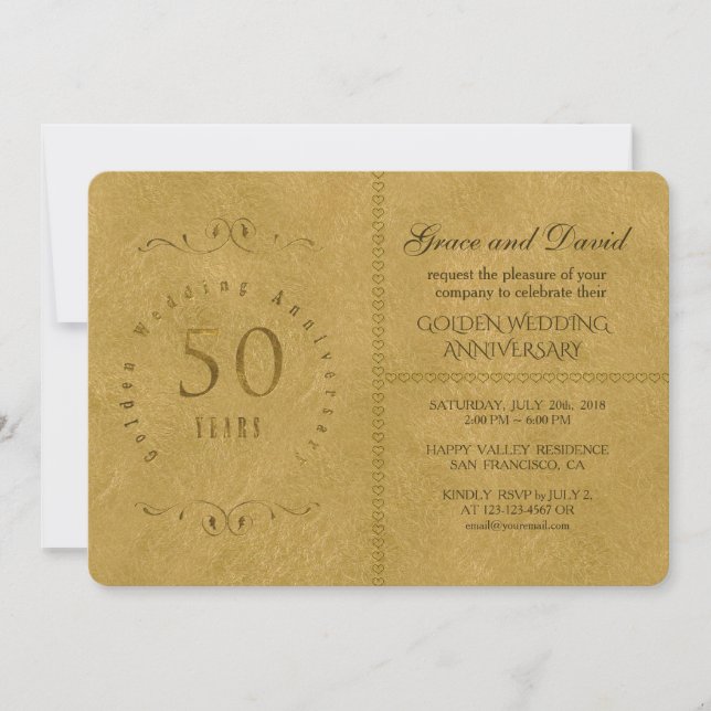 Elegant Golden Wedding Anniversary Invitation (Front)