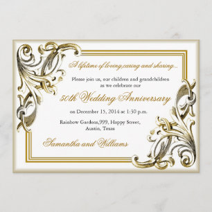 Elegant Golden Wedding Anniversary Invitations