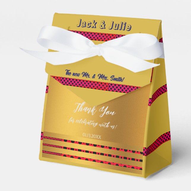 Elegant Golden Wedding Celebration Favor Boxes (Front Side)