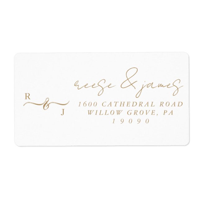 Elegant Golden Wedding Guest Address Labels (Front)