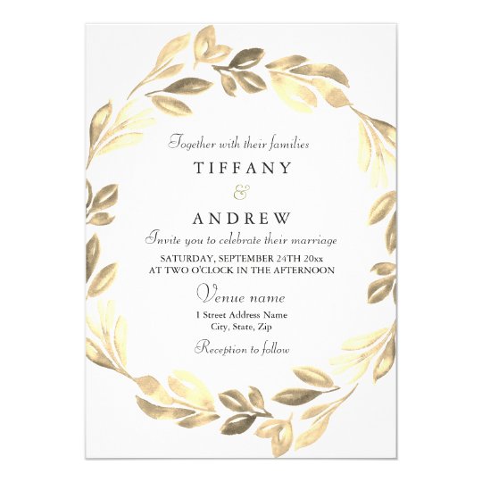 Elegant Golden Wreath Wedding Invite | Zazzle.com