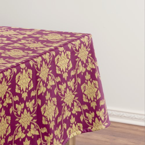 Elegant Golden Yellow Damask Customizable Color Tablecloth