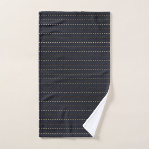 Elegant Golden Yellow Dashed Stripes Bluish Gray Bath Towel Set Zazzle