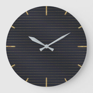 Elegant Golden Yellow Dashed Stripes Bluish Gray Large Clock