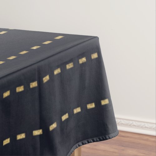 Elegant Golden Yellow Dashed Stripes Bluish Gray Tablecloth