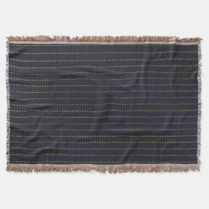 Elegant Golden Yellow Dashed Stripes Bluish Gray Throw Blanket