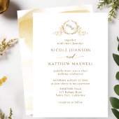 Elegant Golden Yellow Monogram Wedding Invitation