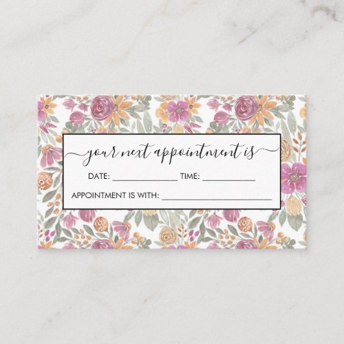 Elegant Golden Yellow Pink Floral Watercolor Appointment Card