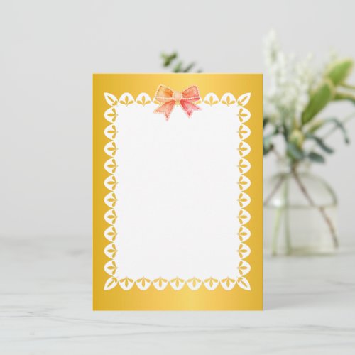 Elegant Golden Yellow Scalloped Lace I Thank You Note Card