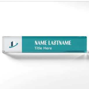 Elegant Goldenrod & Maroon custom name Desk Name P Plate