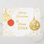 Elegant Goldfoil Festive Ornaments Christmas Foil Invitation Postcard