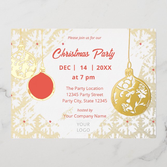 Elegant Goldfoil Modern Festive Corporate Holiday Foil Invitation Postcard (Front)