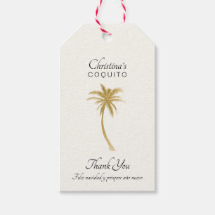 Elegant Goldtone Palm Tree Coquito Thank You Gift Tags