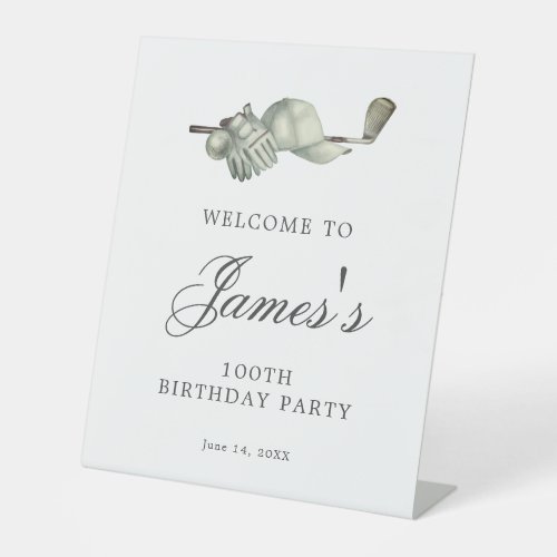 Elegant Golf 100th Birthday Party Welcome Pedestal Sign