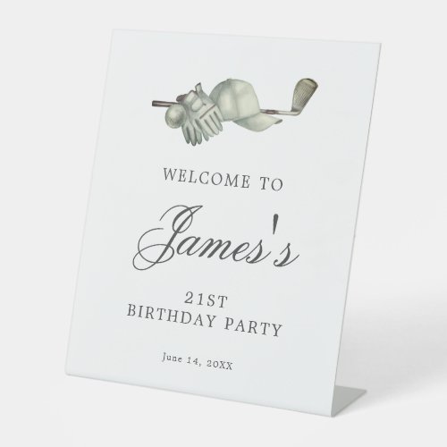 Elegant Golf 21st Birthday Party Welcome Pedestal Sign