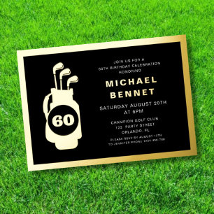 Elegant Golf 60th Birthday Foil Invitation