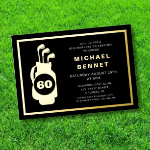 Elegant Golf 60th Birthday Foil Invitation