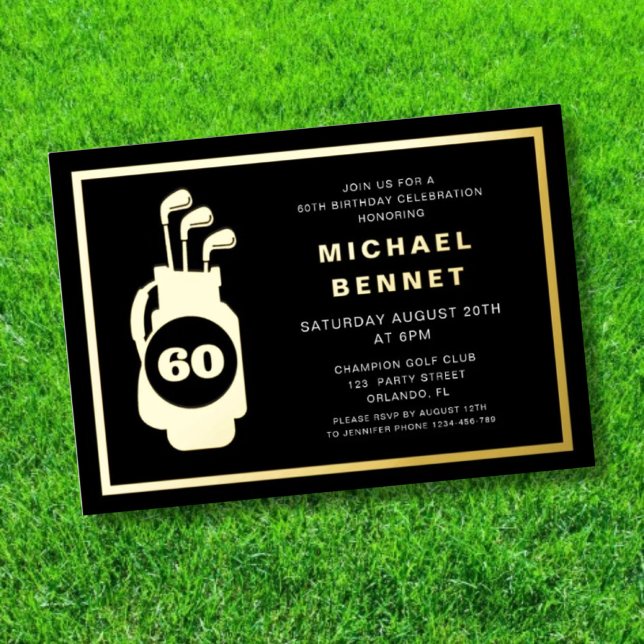 Elegant Golf 60th Birthday Foil Invitation (Elegant Golf 60th Birthday Foil Invitation)