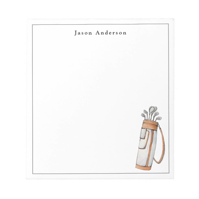 Elegant golf bag Personalized Golfers  Notepad (Front)