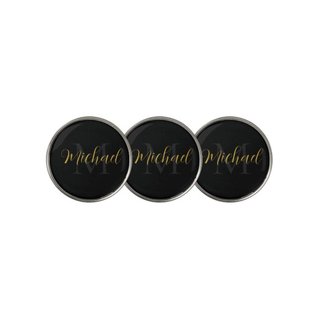 Elegant Golf Ball Marker Featuring Name and Initia (3 Up)