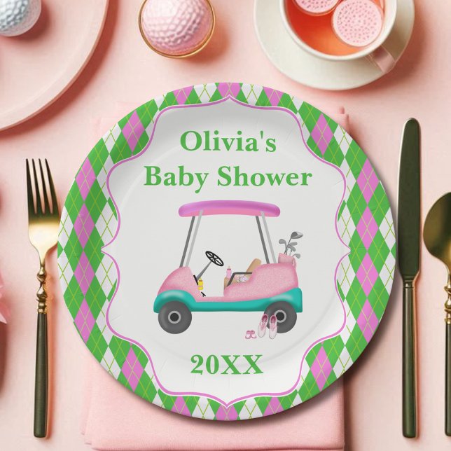 Elegant Golf Cart Ready For Baby Shower  Paper Plates (Creator Uploaded)