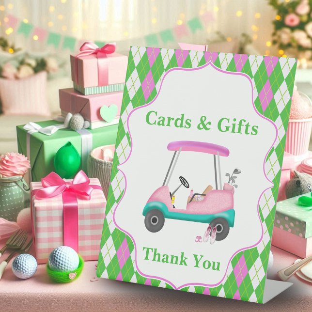 Elegant Golf Cart Ready For Baby Shower  Pedestal Sign (Creator Uploaded)